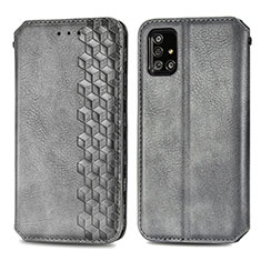 Coque Portefeuille Livre Cuir Etui Clapet S01D pour Samsung Galaxy A51 5G Gris