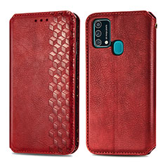 Coque Portefeuille Livre Cuir Etui Clapet S01D pour Samsung Galaxy F41 Rouge