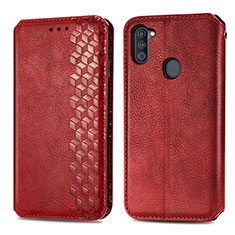 Coque Portefeuille Livre Cuir Etui Clapet S01D pour Samsung Galaxy M11 Rouge
