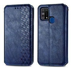 Coque Portefeuille Livre Cuir Etui Clapet S01D pour Samsung Galaxy M21s Bleu