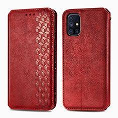 Coque Portefeuille Livre Cuir Etui Clapet S01D pour Samsung Galaxy M51 Rouge