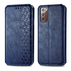 Coque Portefeuille Livre Cuir Etui Clapet S01D pour Samsung Galaxy Note 20 5G Bleu