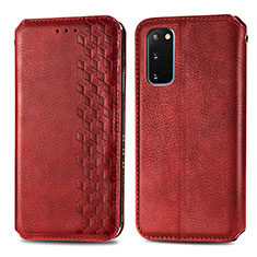 Coque Portefeuille Livre Cuir Etui Clapet S01D pour Samsung Galaxy S20 Rouge