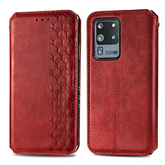 Coque Portefeuille Livre Cuir Etui Clapet S01D pour Samsung Galaxy S20 Ultra 5G Rouge