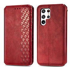 Coque Portefeuille Livre Cuir Etui Clapet S01D pour Samsung Galaxy S21 Ultra 5G Rouge