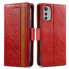 Coque Portefeuille Livre Cuir Etui Clapet S02D pour Motorola Moto E32s Rouge