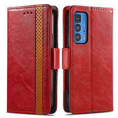 Coque Portefeuille Livre Cuir Etui Clapet S02D pour Motorola Moto Edge 20 Pro 5G Rouge