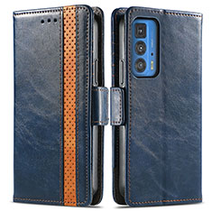 Coque Portefeuille Livre Cuir Etui Clapet S02D pour Motorola Moto Edge S Pro 5G Bleu
