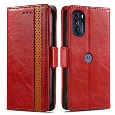 Coque Portefeuille Livre Cuir Etui Clapet S02D pour Motorola Moto G 5G (2022) Rouge