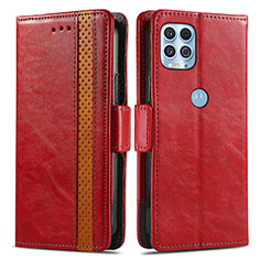 Coque Portefeuille Livre Cuir Etui Clapet S02D pour Motorola Moto G100 5G Rouge