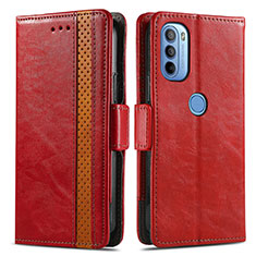 Coque Portefeuille Livre Cuir Etui Clapet S02D pour Motorola Moto G41 Rouge