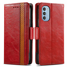 Coque Portefeuille Livre Cuir Etui Clapet S02D pour Motorola Moto G51 5G Rouge