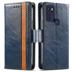 Coque Portefeuille Livre Cuir Etui Clapet S02D pour Motorola Moto G60s Bleu