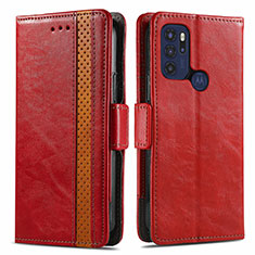 Coque Portefeuille Livre Cuir Etui Clapet S02D pour Motorola Moto G60s Rouge