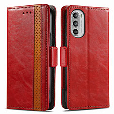 Coque Portefeuille Livre Cuir Etui Clapet S02D pour Motorola Moto G71s 5G Rouge