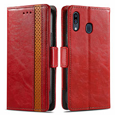 Coque Portefeuille Livre Cuir Etui Clapet S02D pour Samsung Galaxy A20 Rouge