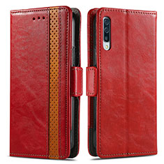 Coque Portefeuille Livre Cuir Etui Clapet S02D pour Samsung Galaxy A50 Rouge