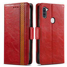Coque Portefeuille Livre Cuir Etui Clapet S02D pour Samsung Galaxy M11 Rouge