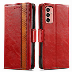 Coque Portefeuille Livre Cuir Etui Clapet S02D pour Samsung Galaxy M13 4G Rouge