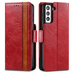 Coque Portefeuille Livre Cuir Etui Clapet S02D pour Samsung Galaxy S21 5G Rouge