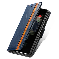 Coque Portefeuille Livre Cuir Etui Clapet S02D pour Samsung Galaxy Z Fold3 5G Bleu
