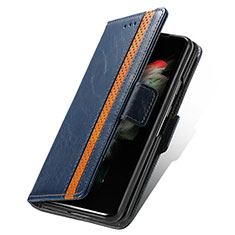 Coque Portefeuille Livre Cuir Etui Clapet S02D pour Samsung Galaxy Z Fold4 5G Bleu