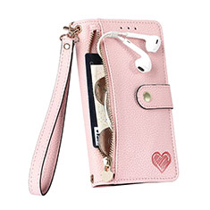 Coque Portefeuille Livre Cuir Etui Clapet S03D pour Apple iPhone 15 Rose