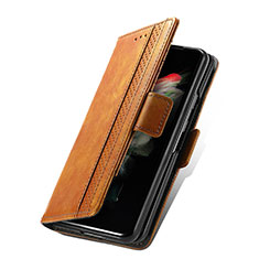Coque Portefeuille Livre Cuir Etui Clapet S03D pour Samsung Galaxy Z Fold4 5G Brun Clair