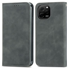 Coque Portefeuille Livre Cuir Etui Clapet S04D pour Huawei Nova Y61 Gris