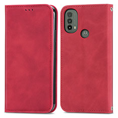 Coque Portefeuille Livre Cuir Etui Clapet S04D pour Motorola Moto E20 Rouge