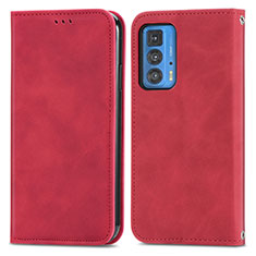 Coque Portefeuille Livre Cuir Etui Clapet S04D pour Motorola Moto Edge 20 Pro 5G Rouge