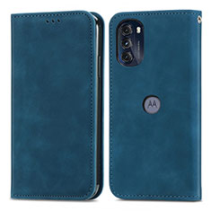 Coque Portefeuille Livre Cuir Etui Clapet S04D pour Motorola Moto G 5G (2022) Bleu
