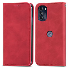 Coque Portefeuille Livre Cuir Etui Clapet S04D pour Motorola Moto G 5G (2022) Rouge