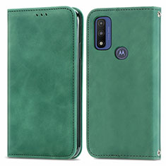 Coque Portefeuille Livre Cuir Etui Clapet S04D pour Motorola Moto G Pure Vert