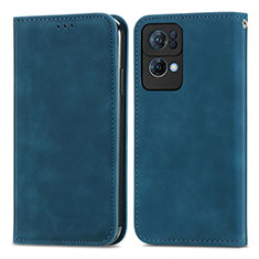 Coque Portefeuille Livre Cuir Etui Clapet S04D pour Oppo Reno7 Pro 5G Bleu
