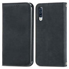 Coque Portefeuille Livre Cuir Etui Clapet S04D pour Samsung Galaxy A50S Noir