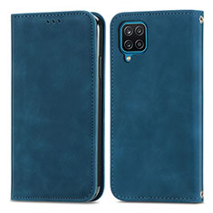 Coque Portefeuille Livre Cuir Etui Clapet S04D pour Samsung Galaxy F12 Bleu