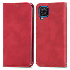 Coque Portefeuille Livre Cuir Etui Clapet S04D pour Samsung Galaxy F12 Rouge