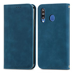 Coque Portefeuille Livre Cuir Etui Clapet S04D pour Samsung Galaxy M30 Bleu