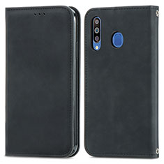 Coque Portefeuille Livre Cuir Etui Clapet S04D pour Samsung Galaxy M30 Noir
