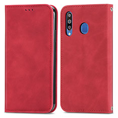 Coque Portefeuille Livre Cuir Etui Clapet S04D pour Samsung Galaxy M30 Rouge