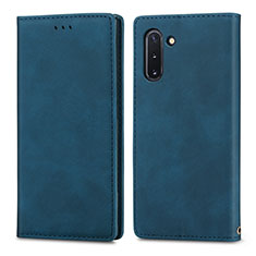 Coque Portefeuille Livre Cuir Etui Clapet S04D pour Samsung Galaxy Note 10 5G Bleu