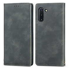 Coque Portefeuille Livre Cuir Etui Clapet S04D pour Samsung Galaxy Note 10 5G Gris