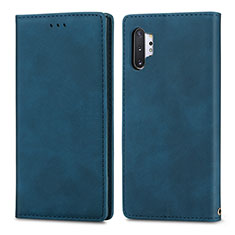 Coque Portefeuille Livre Cuir Etui Clapet S04D pour Samsung Galaxy Note 10 Plus 5G Bleu