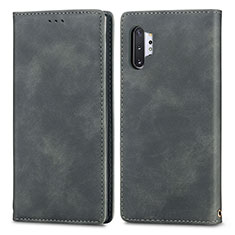 Coque Portefeuille Livre Cuir Etui Clapet S04D pour Samsung Galaxy Note 10 Plus 5G Gris