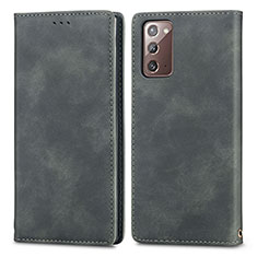 Coque Portefeuille Livre Cuir Etui Clapet S04D pour Samsung Galaxy Note 20 5G Gris