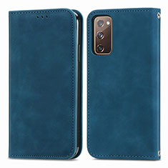 Coque Portefeuille Livre Cuir Etui Clapet S04D pour Samsung Galaxy S20 FE (2022) 5G Bleu