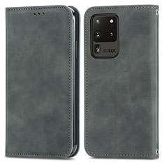 Coque Portefeuille Livre Cuir Etui Clapet S04D pour Samsung Galaxy S20 Ultra 5G Gris
