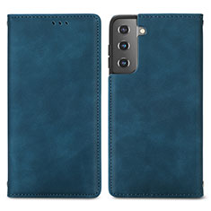 Coque Portefeuille Livre Cuir Etui Clapet S04D pour Samsung Galaxy S21 5G Bleu