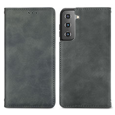 Coque Portefeuille Livre Cuir Etui Clapet S04D pour Samsung Galaxy S21 Plus 5G Gris